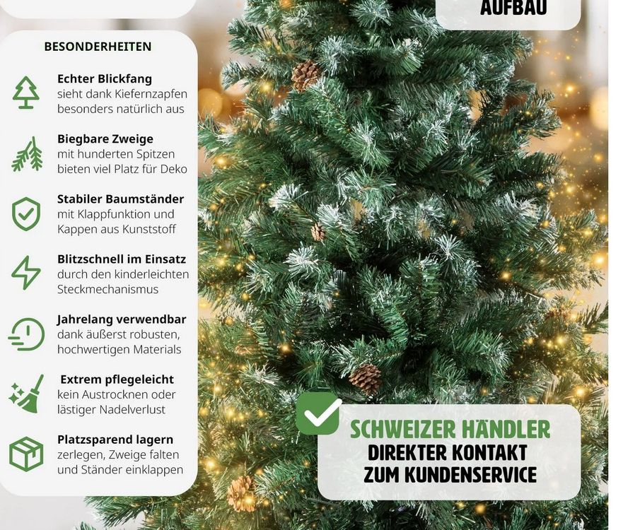 Weihnachtsbaum künstlich mit Zapfen, detailliert und naturg Kaufen