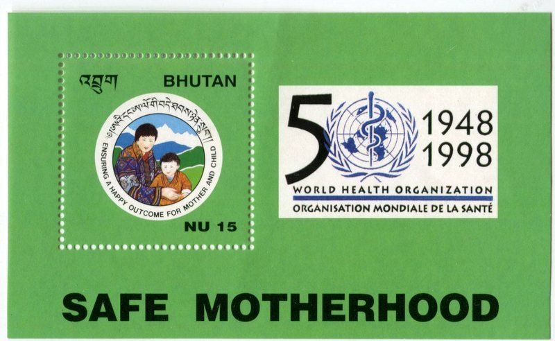 Tutti i francobolli: Block "WHO". Bhutan – Nuovo e nell'imballaggio originale da Basel venduto da Butsch5