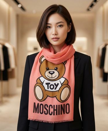 Moschino Toy Teddy Schal Wolle Seide