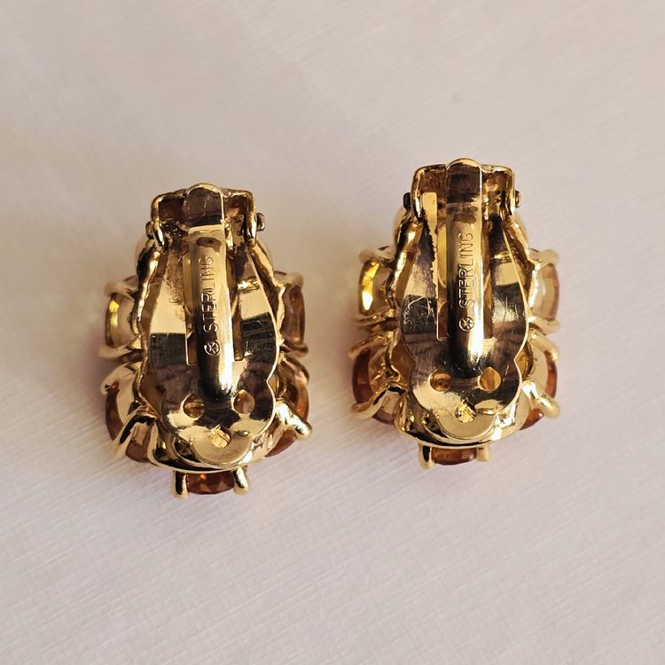 Boucles D'oreilles Clips Vintage Années 60-70 Perles Orange En Plastique - Authentique !