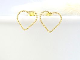 Twisted Herz Ohrringe 925 Silber 14k vergoldet