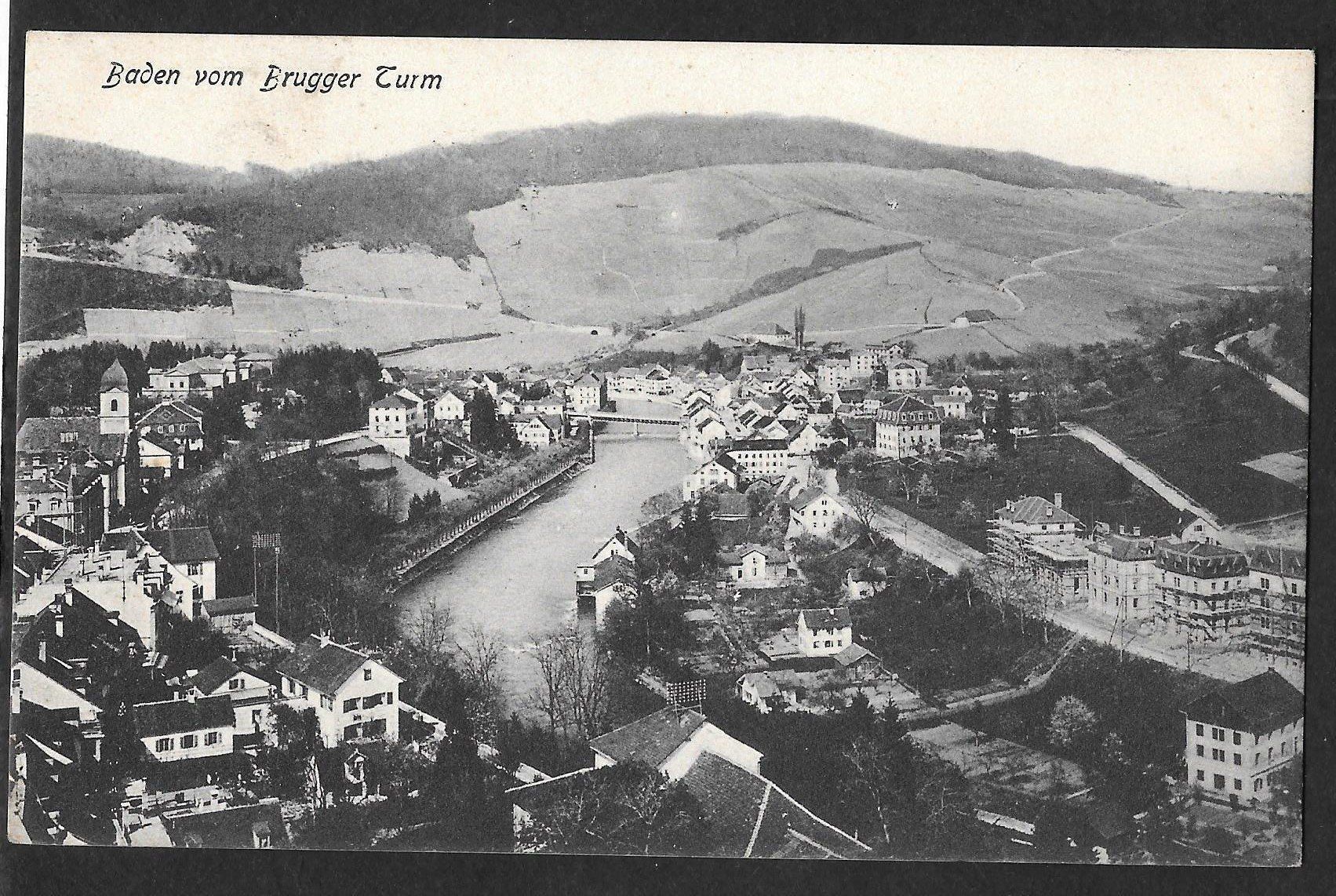Cartoline postali: Baden vom Brugger Turm – Usato da Olten venduto da clotaldi