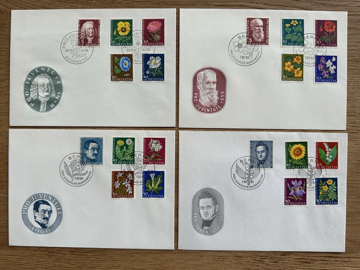 Alle Briefmarken: Schweiz - FDC Pro Juventute 1958-1961 – Gebraucht aus Schmitten / FR von Samsara169
