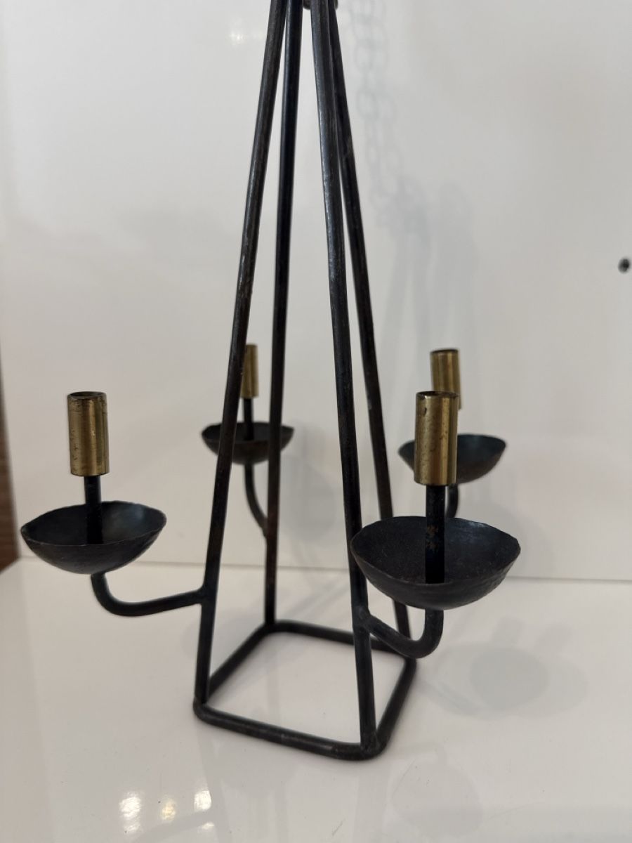 Portacandele: Lustre bougeoir suspendu fer / Kronleuchter Eisen – Usato da Vaux-sur-Morges venduto da GothamCity 1