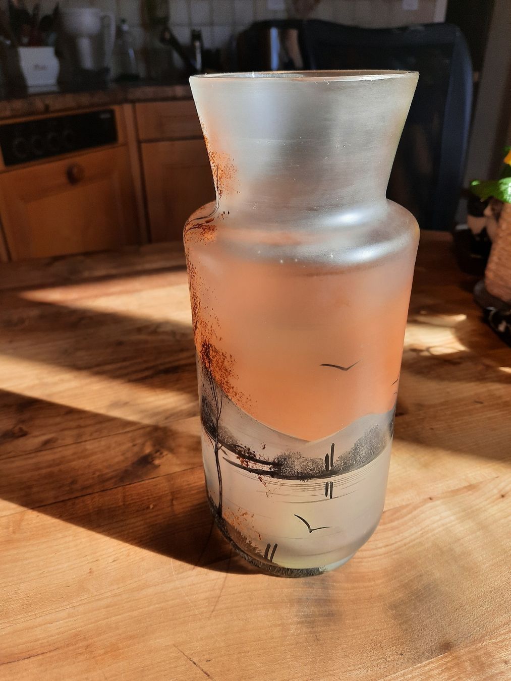 Vasi & Recipienti: Schöne Herbst-Vase aus Glas mit Malerei – Usato da Busswil BE venduto da balu37 2