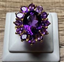 natürlicher Amethyst Ring 💎✨ Silber 925 vergoldet RB94