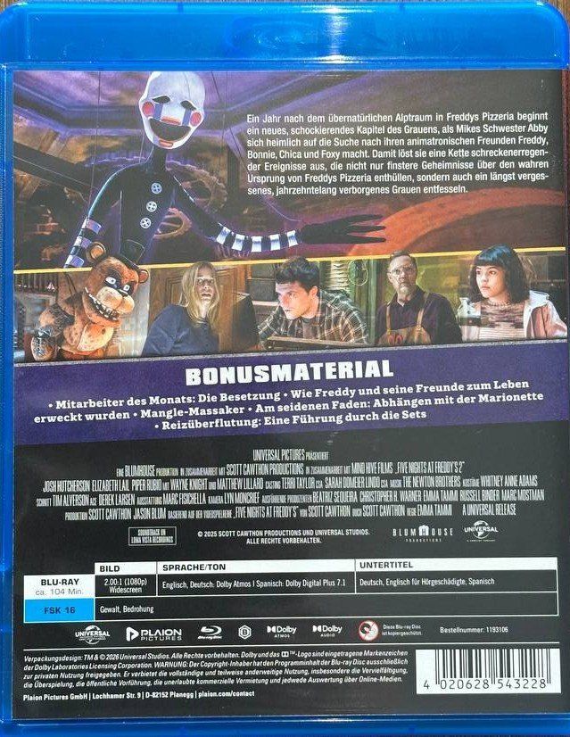 Tutti i DVDs: Five Nights at Freddy's 2 - Blu-ray - Top Zustand – Usato da Beringen venduto da Mantafisch1 1