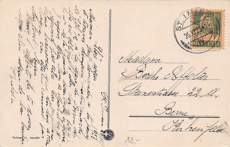 Cartoline postali: St-Imier, vue générale, circulée 1923 – Usato da Frauenfeld venduto da POML 1