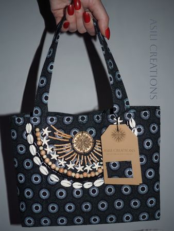 Handtasche aus Shwe Shwe Stoff (Südafrika)