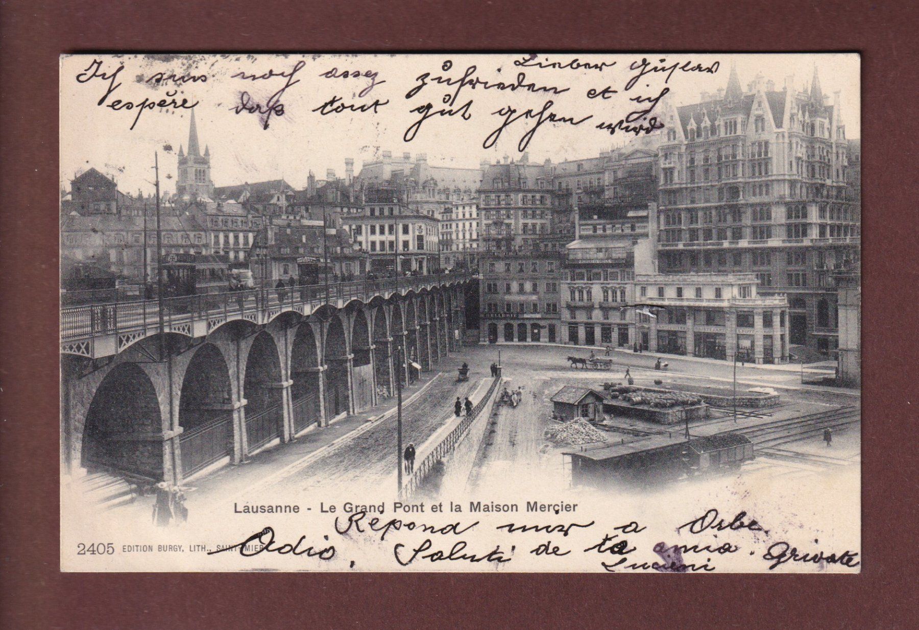 Ansichtskarten: LAUSANNE - Flon et Maison Mercier - 1903 – Gebraucht aus Pully von nicecards