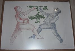 Lithograph Enrico Baj, 12/100 Deux Militaires