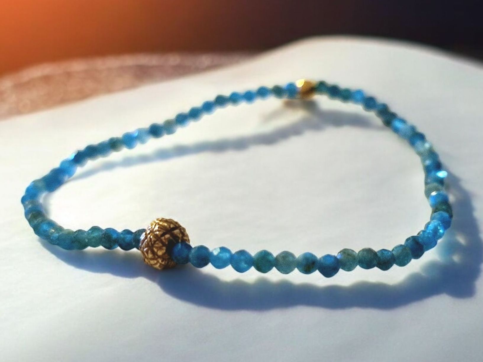 Bracciali & Braccialetti: Zartes Armband Apatit & Goldbronze – Nuovo e nell'imballaggio originale da Aarau venduto da Schmuckhoehle_MD 4