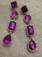 Trendige Ohrringe mit violetten Steinen, Gold Optik, Neu!