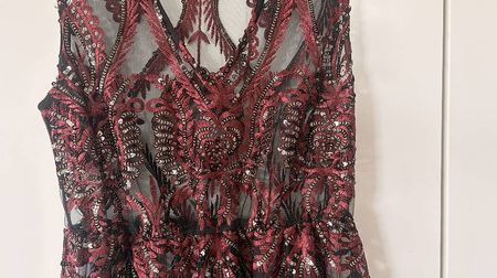 Vicario Cinque Kleid, bordeaux/schwarz, Gr. 36/38, Festlich