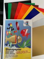 NEU URSUS 10 Farben Glanzpapier gummiert Basteln Papier