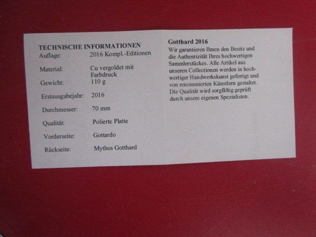 Medaglie: GIGANT: Gotthard Mythos - Gotthard 2016 - 70 mm - PP – Nuovo e nell'imballaggio originale da Luzern venduto da Horoskop1 4