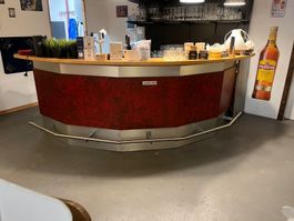 Bar Tresen, Bartresen, Longline Bar, Rot/Silber, exkl. Gl...