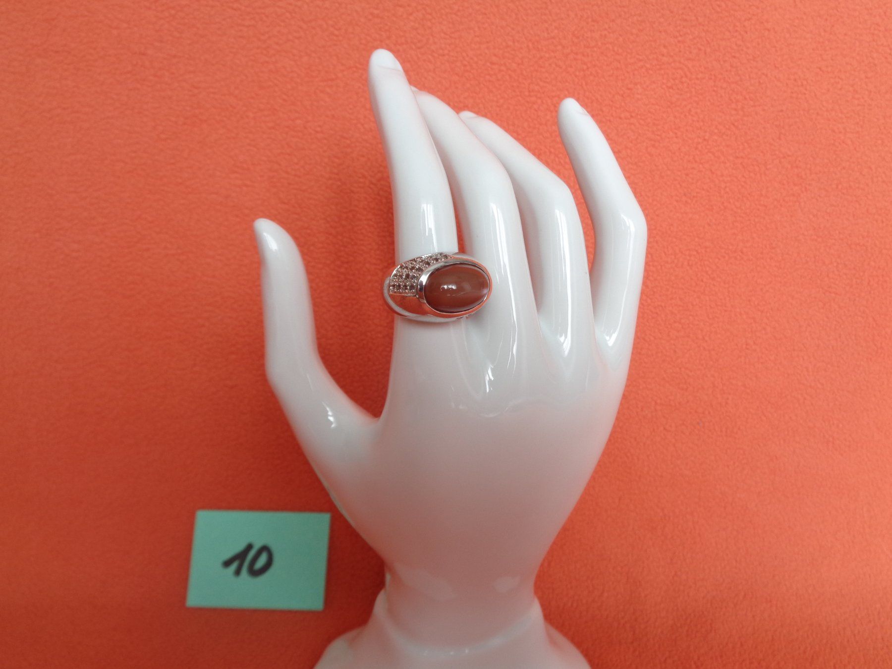 Anelli: Silberring mit braunem Stein - Sterling Silber 925 Grösse 50 – Nuovo (secondo la descrizione) da Chur venduto da omonia
