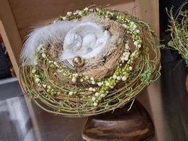 Weihnachtsdeko Draht&Geflecht/Engel a.Holzsockel Handarbeit