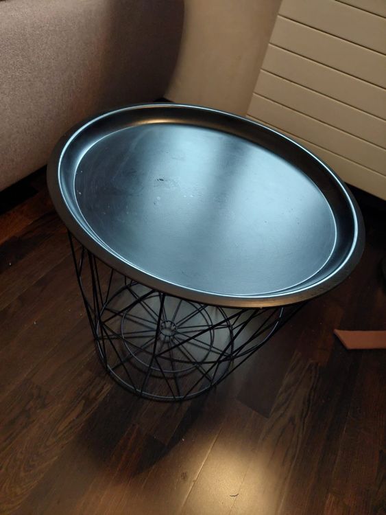 Kasanova Kleiner Couchtisch Grau - Rund Tisch 40cm Durchmesser