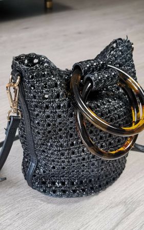 ZARA - Schicke Beuteltasche, Schultertasche schwarz Boho
