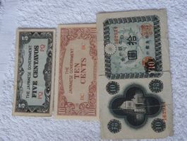 Japanische Banknoten, 5/10 Centavos, Top Zustand!