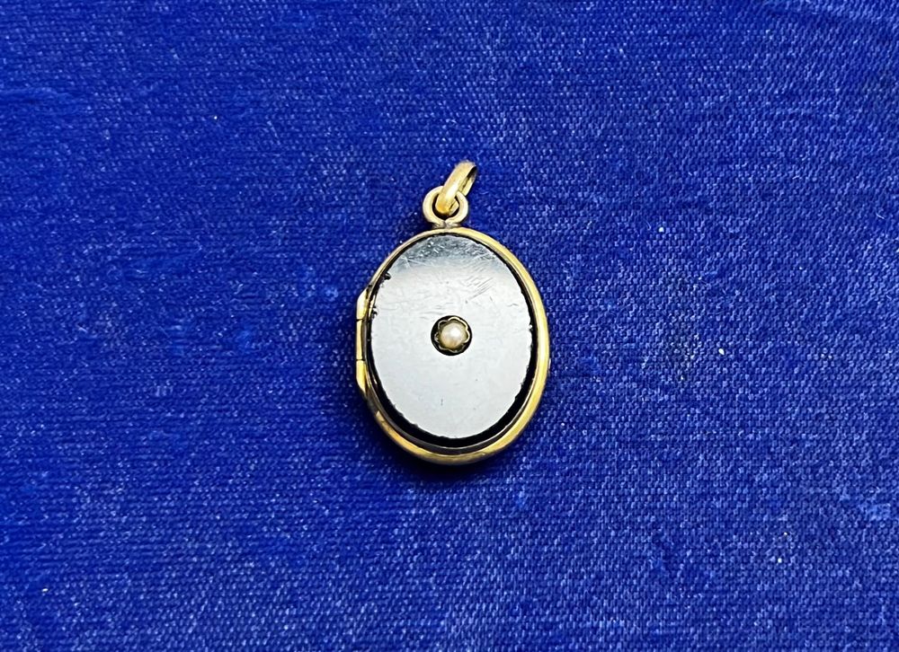 Pendentif Victorien Or Rose 18k Avec Onyx, étoile Et Perle - Circa 1880 - Occasion Bijou Ancien