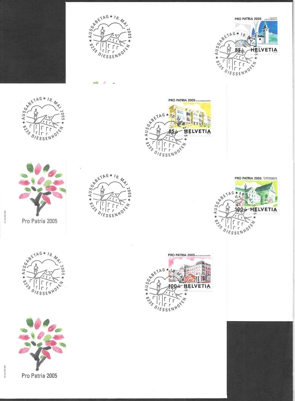 Tutti i francobolli: 4 FDC Pro Patria 2005 Serie Einzelmarken ET 10.5.2005 – Nuovo (secondo la descrizione) da Olten venduto da clotaldi