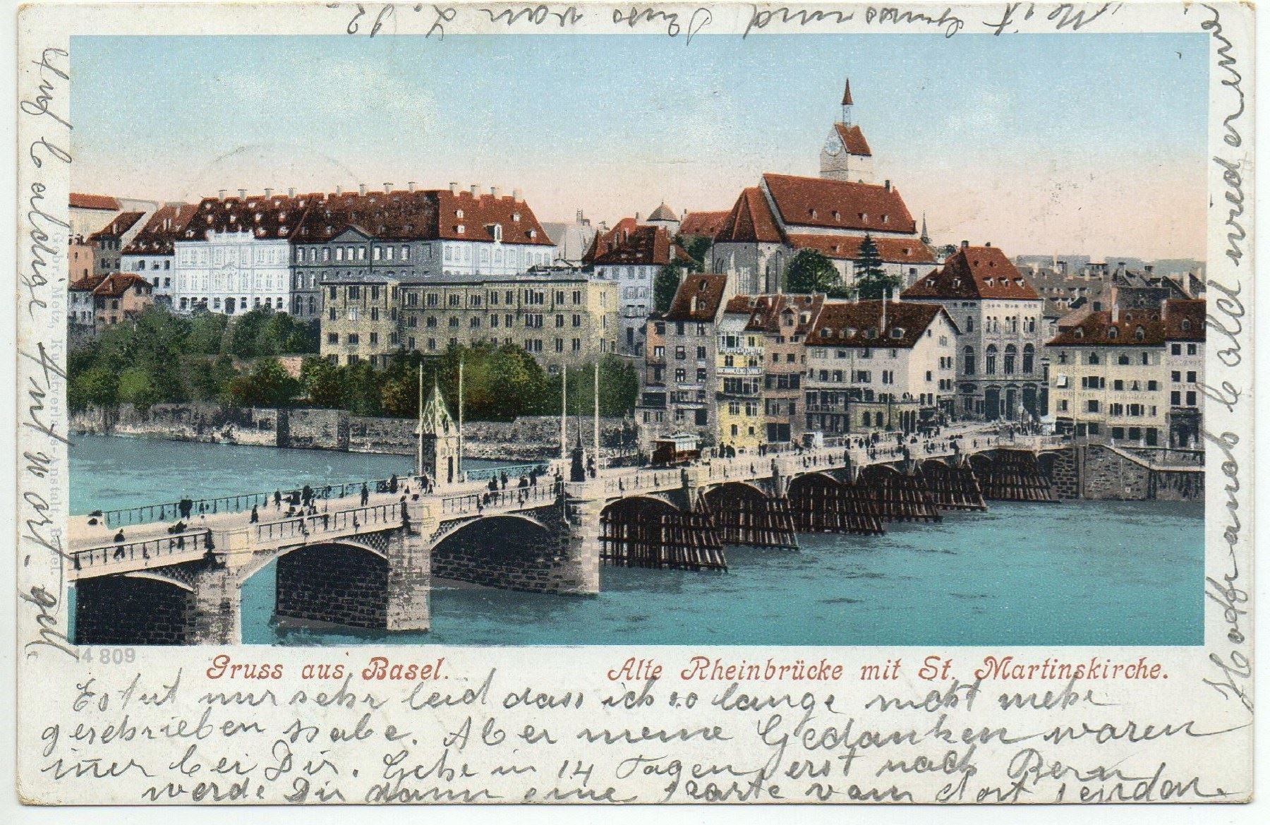 Cartoline postali: Gruss aus BASEL Alte Rheinbrücke – Usato da Jona venduto da philajona