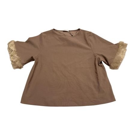 Zara Top with Faux Fur Sleeves