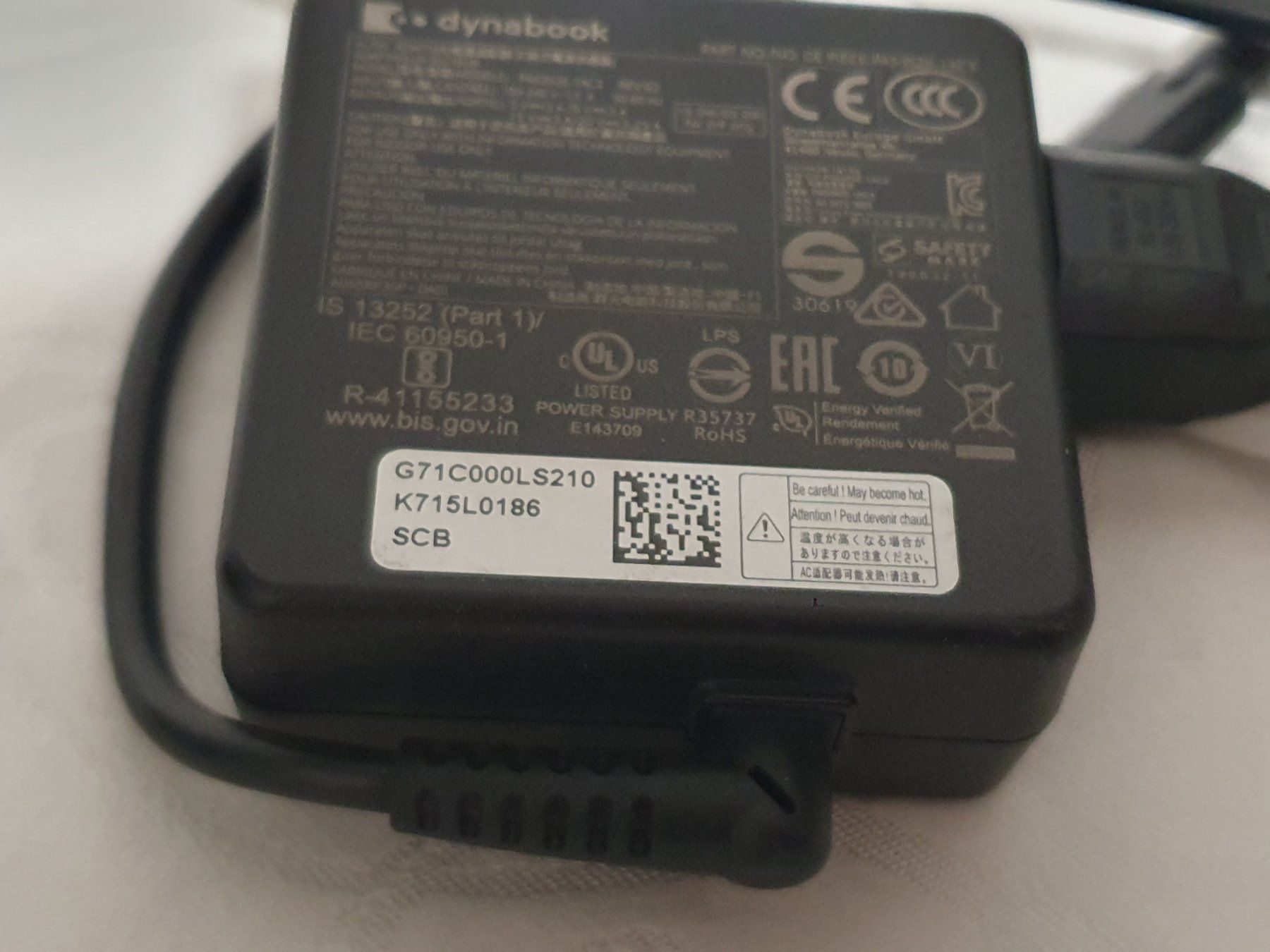 Toshiba Caricabatterie: Dynabook/Toshiba Notebook Netzteil, Model G71C000LS210 – Usato da Feuerthalen venduto da jalindi 1