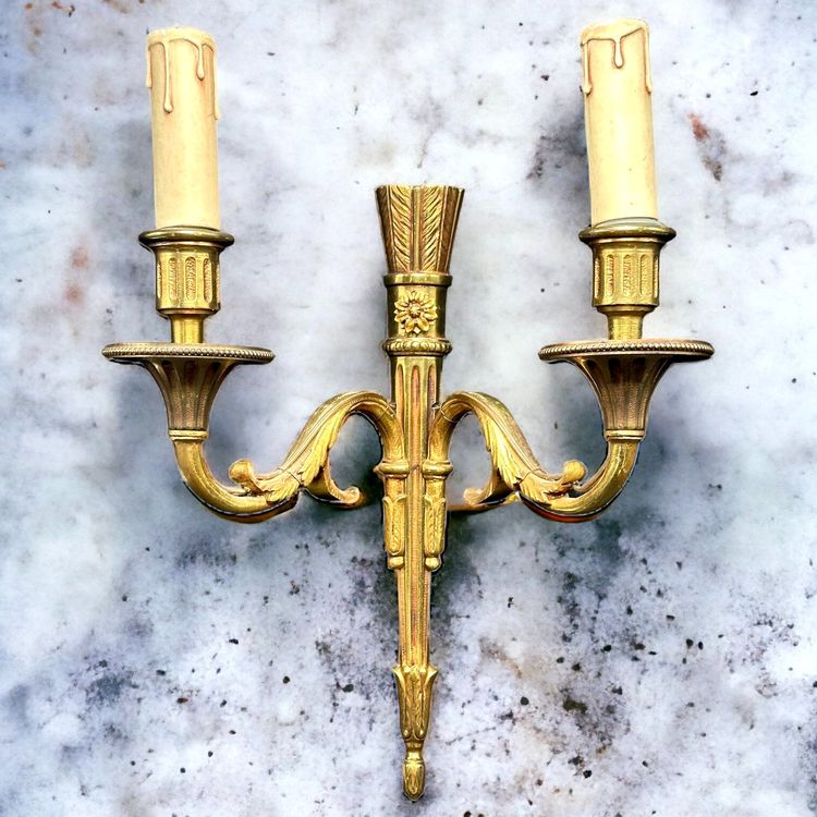Applique murale ancienne 3 bras – Bronze doré – Style Louis XV - Antiquités