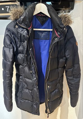 Tommy Hilfiger Puffer Jacke Parka mit Fell-Kapuze Blau – XS,