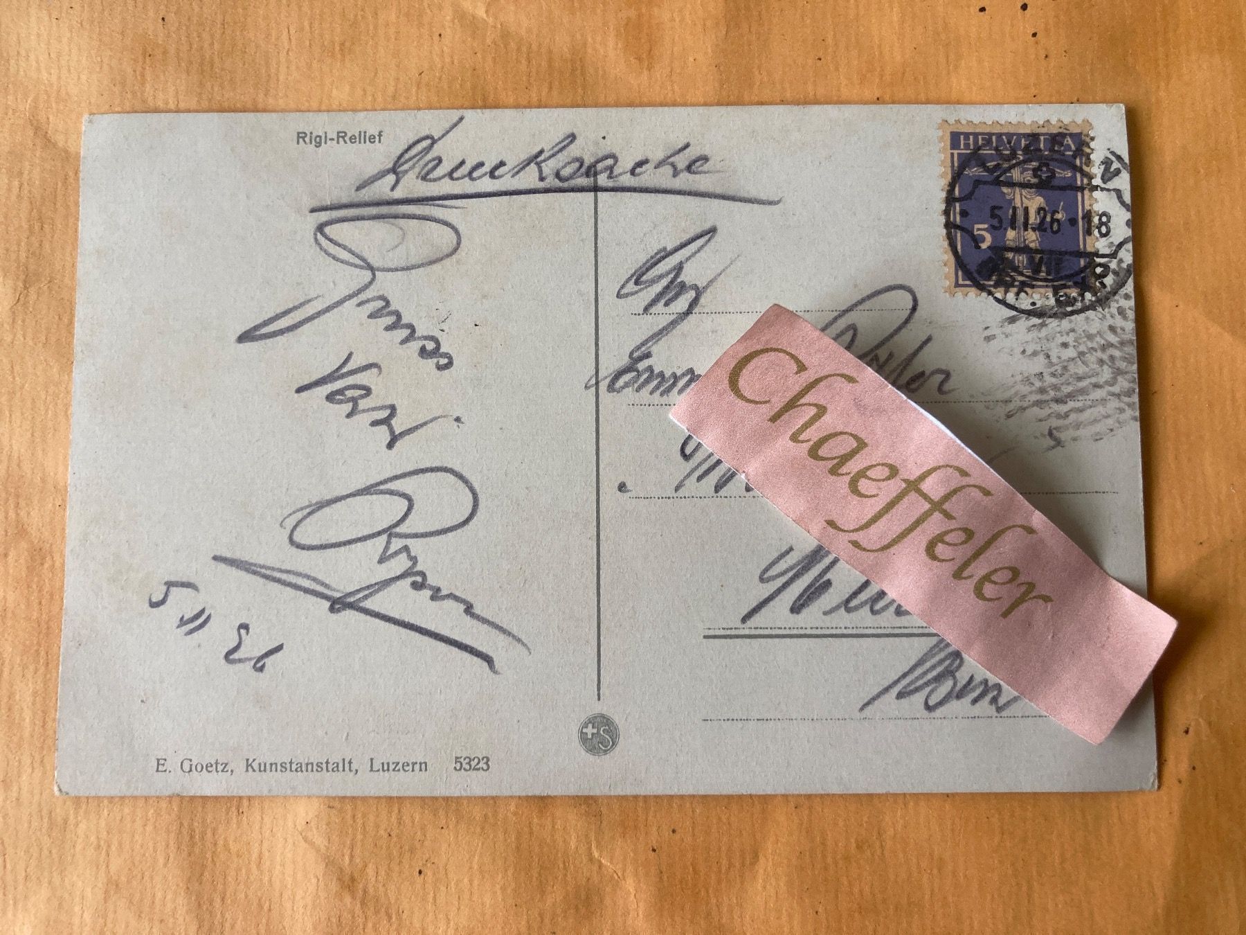 Cartoline postali: 1926 Rigi - Staffel  Zugersee & – Usato da Zürich venduto da Chaeffeler 1