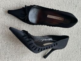 Escarpins Pura Lopez noirs en satin, taille 37, élégants