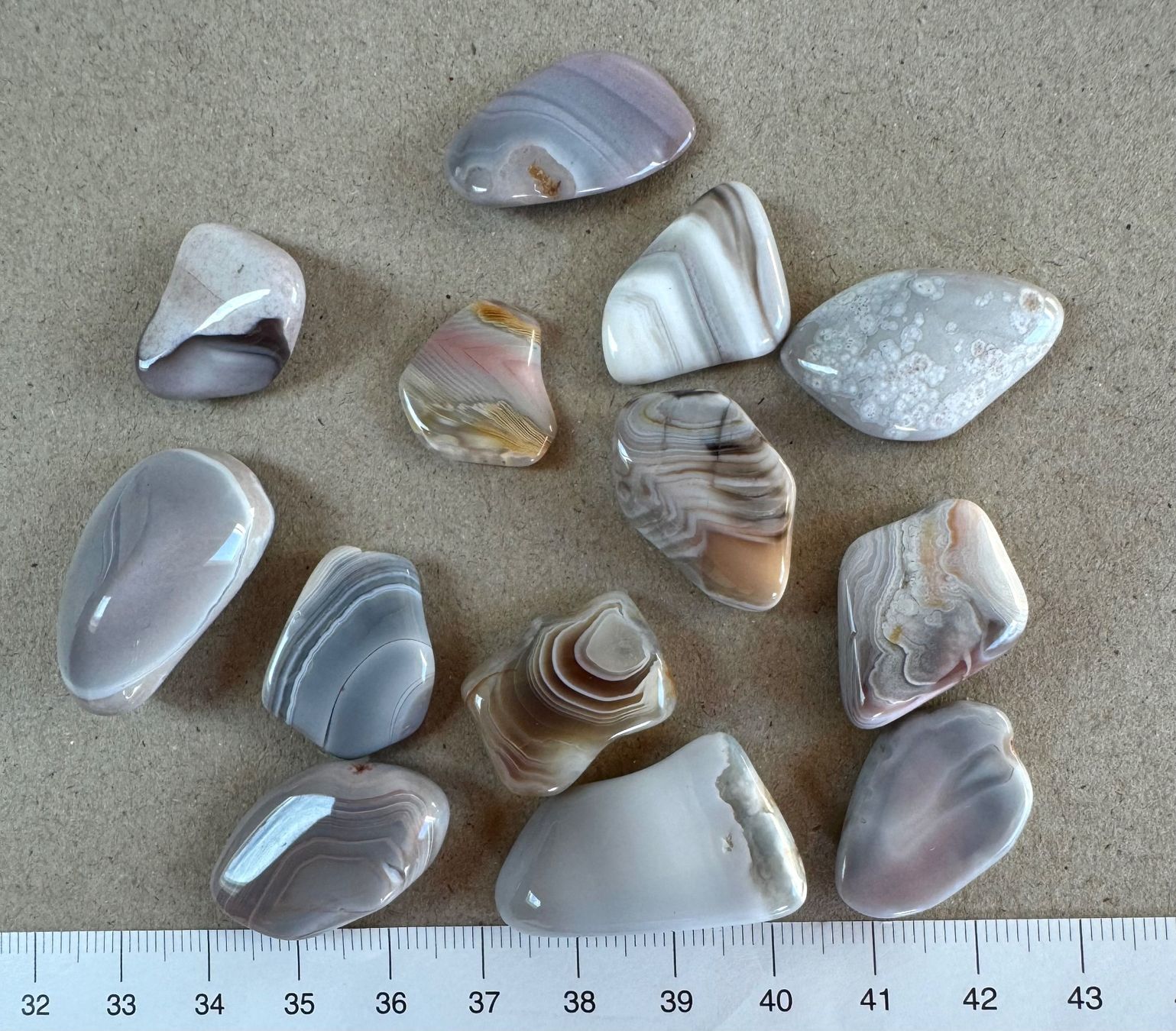 Pietre preziose: Trommelsteine  Botswana Achat    top Farben       LOT – Nuovo e nell'imballaggio originale da Leuggern venduto da gemshow 5