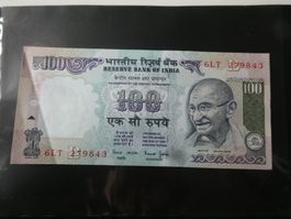 Indien, 100 Rupees Gandhi, ungefaltet wenig gebraucht