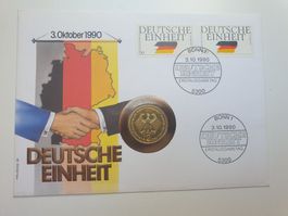 🇩🇪  German Reunification 2 Mark 1990 Gold Plated UNC