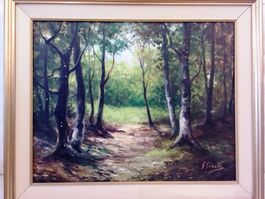 Giusto Gennaro – Waldlandschaft, Öl auf Holz