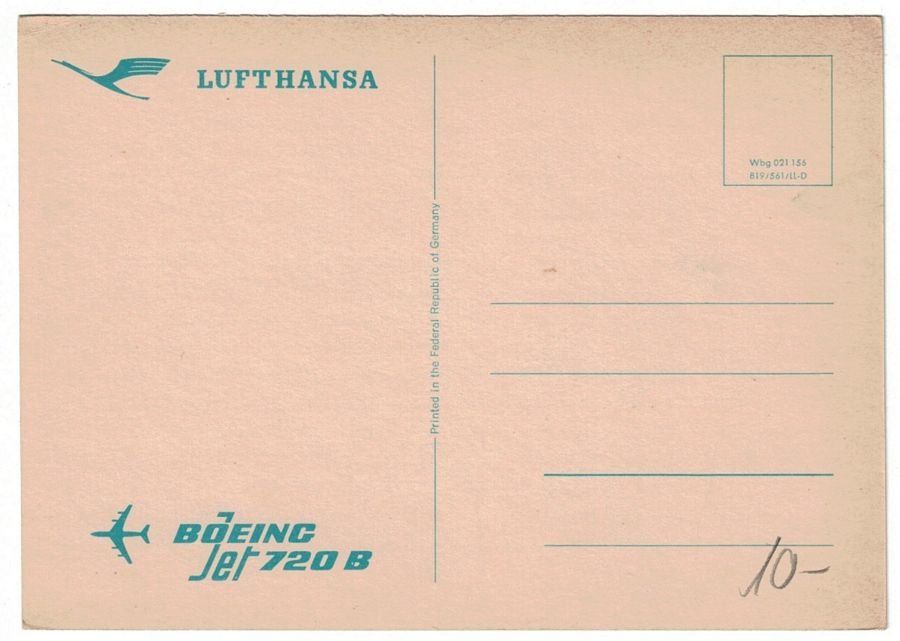 Cartoline postali: Boeing 720 B Jet Lufthansa – Usato da Frauenfeld venduto da POML 1