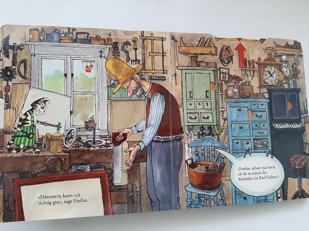 Bücher: Klapp- u Schiebebuch "Pettersson und Findus bauen ein Auto"  – Gebraucht aus Basel von Renato_hirzi 1