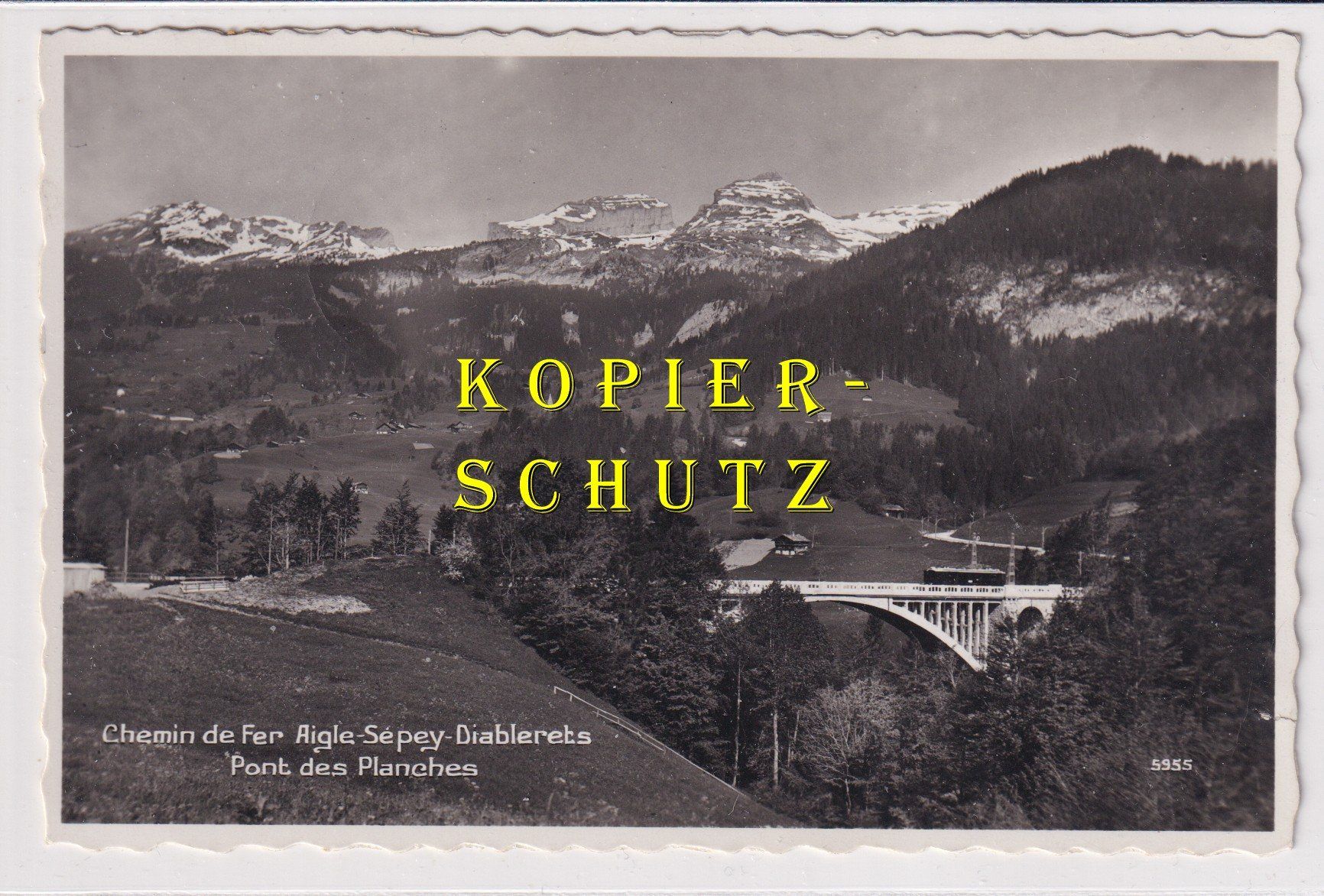 Ansichtskarten: Le Pont des Planches (avec train) /bq – Gebraucht aus Hombrechtikon von Rudolf07
