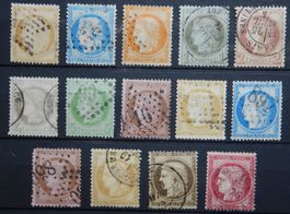 Frankreich Kat. 33-35 & 45-55 gest. 1870/75 Kat. 195 Euro
