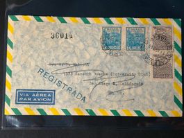 R-Luftpost Brief von Brasilien 1949 nach San Diego USA