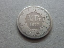 1/2 Fr.  1877  -  ungereinigt  -