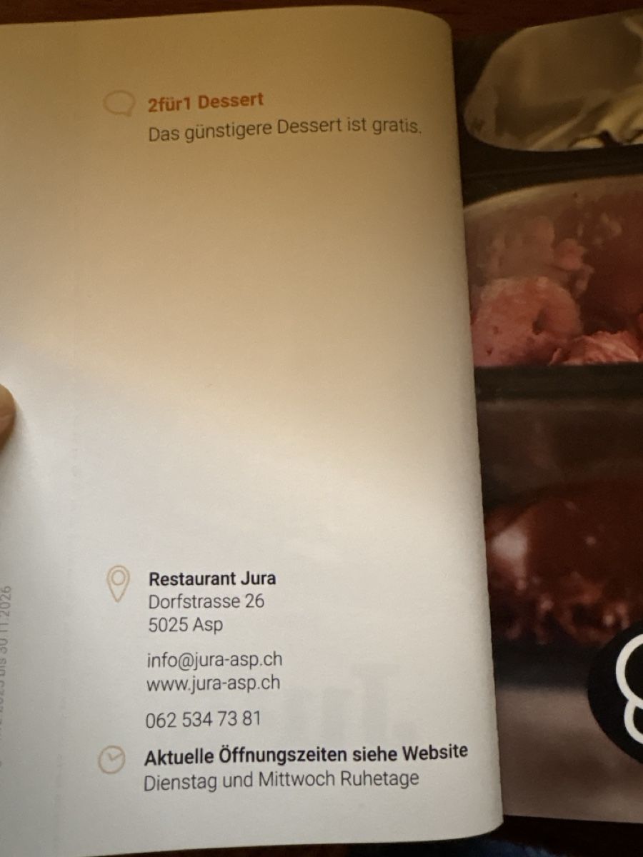 Buoni: Trois Bons 2 pour 1 au restaurant à Asp – Nuovo (secondo la descrizione) da Düdingen venduto da Yellow 2