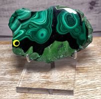 Malachit Scheibe auf Acryl Ständer 178g