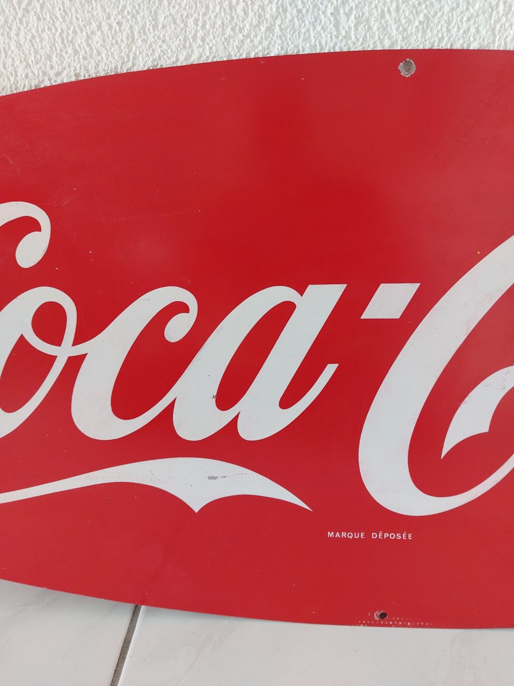 Coca-Cola Schilder: altes Blechschild Coca Cola 100 x 40 cm doppelseitig Plaque – Gebraucht aus Schenkon von Elbarto007 2