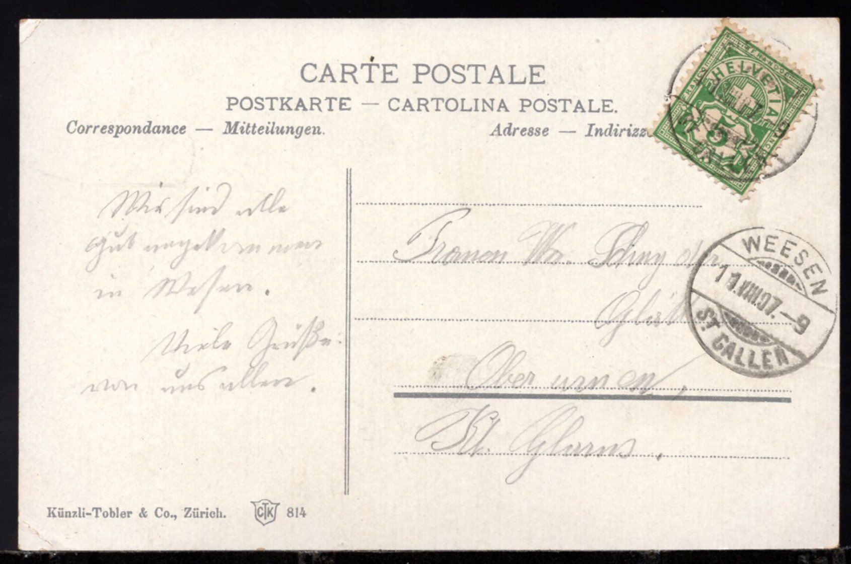 Cartes postales: Weesen mit Wallensee  11.VIII.07   Luftbild – D'occasion à Aarau par kufi44 1