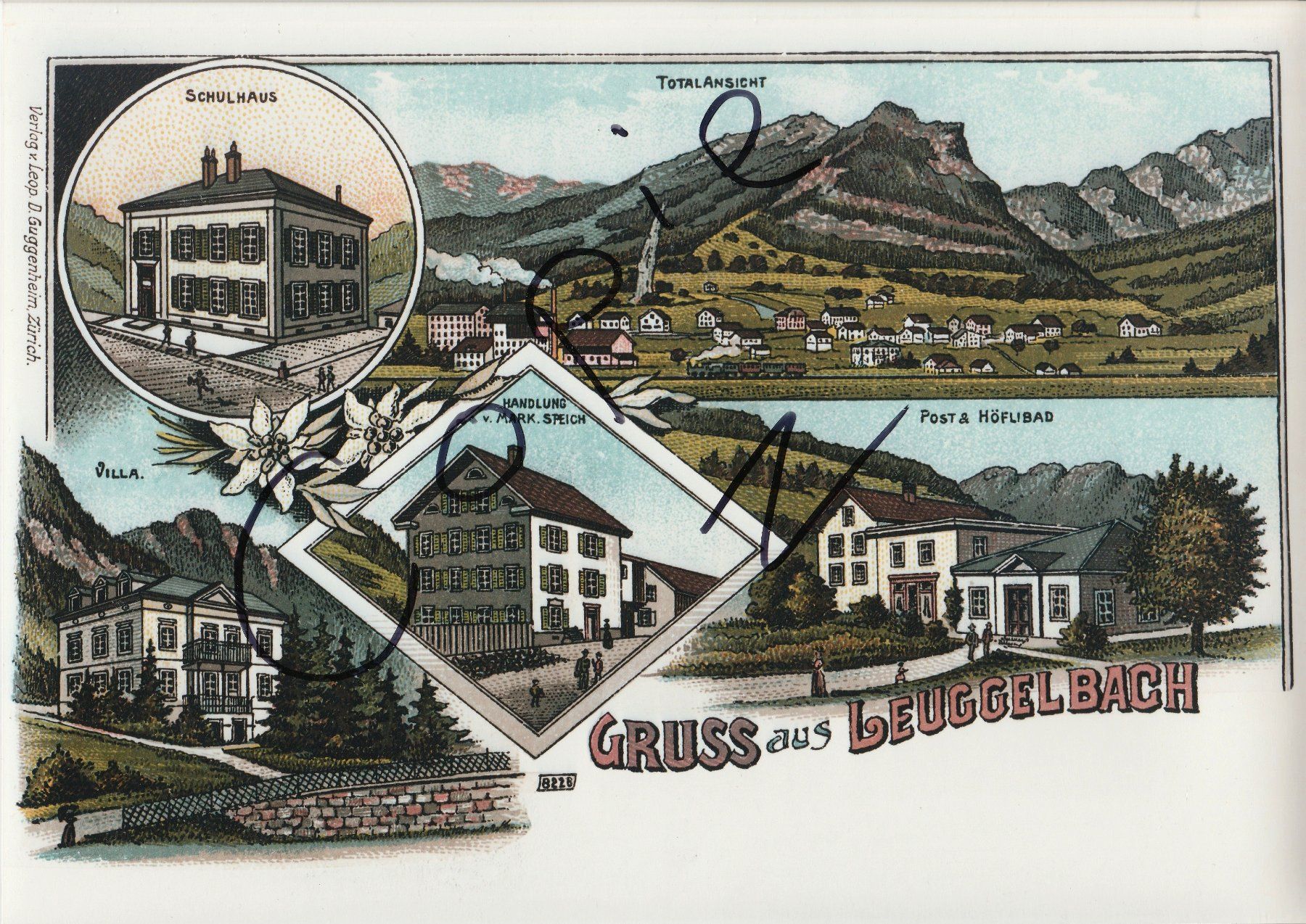 Foto & Immagini: Gruss aus Leuggelbach - (Litho um 1900) – Usato da Fällanden venduto da Blausegelfliege